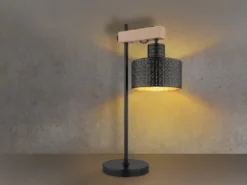 Große LED Tischleuchte Metall mit Stanzmuster Schwarz Gold, Höhe 55cm