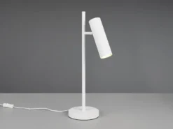 Große LED Tischleuchte Metall Weiß mit schwenkbarem Spot, Höhe 50cm