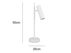 Große LED Tischleuchte Metall Weiß mit schwenkbarem Spot, Höhe 50cm