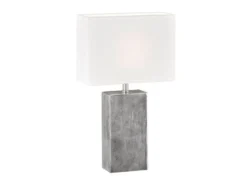 Große LED Tischleuchte Metall Silber Antik, Stoffschirm Weiß, Höhe 50cm