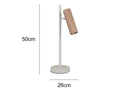 Große LED Tischleuchte Metall Grau mit schwenkbarem Spot Coffeefarbig, Höhe 50cm