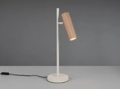 Große LED Tischleuchte Metall Grau mit schwenkbarem Spot Coffeefarbig, Höhe 50cm