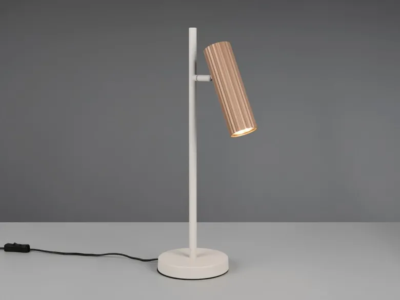 Große LED Tischleuchte Metall Grau mit schwenkbarem Spot Coffeefarbig, Höhe 50cm