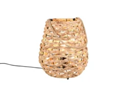 Große LED Tischleuchte mit Lampenschirm aus Wasserhyazinthe, Höhe 55cm