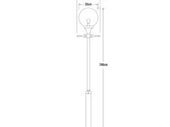 Große Mastleuchte ORION Aluminium Weiß mit Glaskugel, Höhe 240cm
