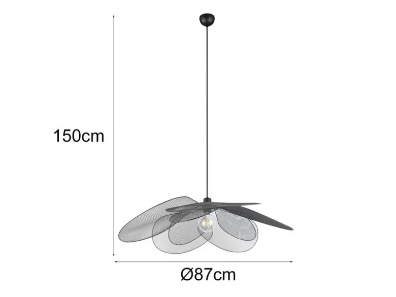 Große Pendelleuchte FLEURE mit ausgefallenem Gitter Lampenschirm, Ø 87cm