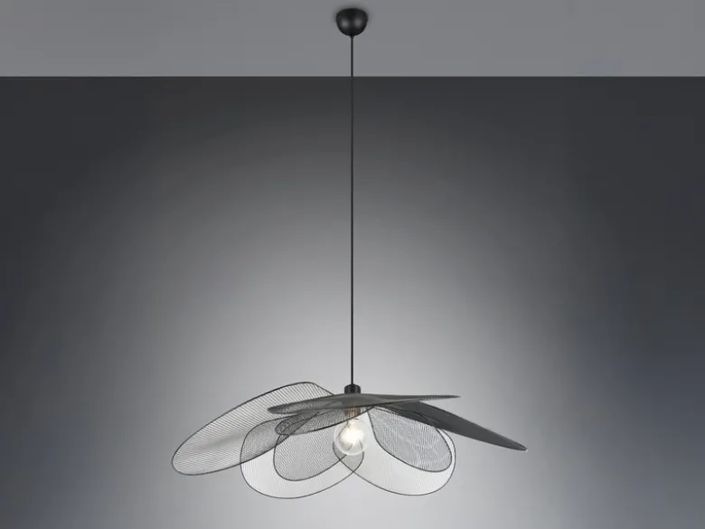 Große Pendelleuchte FLEURE mit ausgefallenem Gitter Lampenschirm, Ø 87cm
