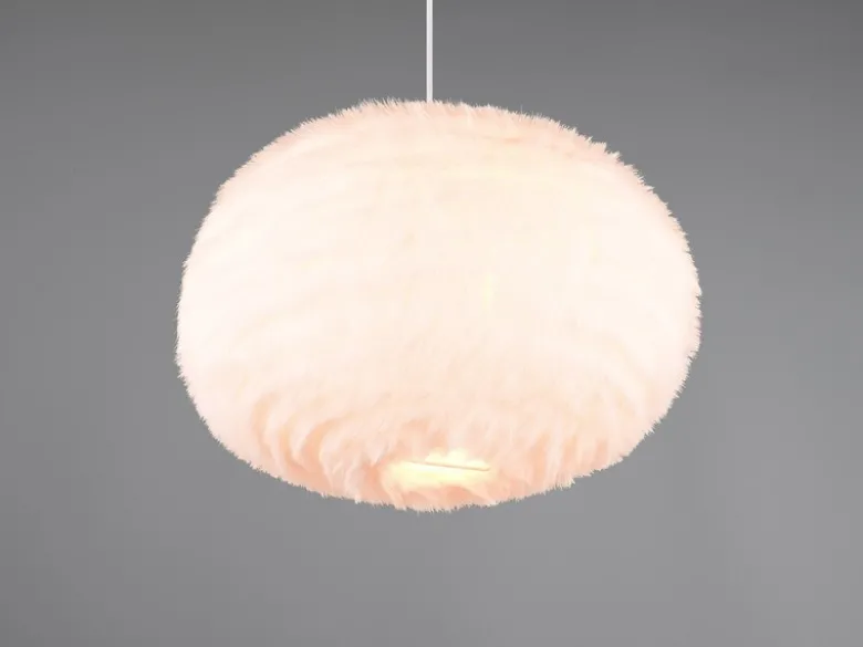 Große Pendelleuchte FURRY mit Kugel Lampenschirm aus Plüsch, Ø 50cm