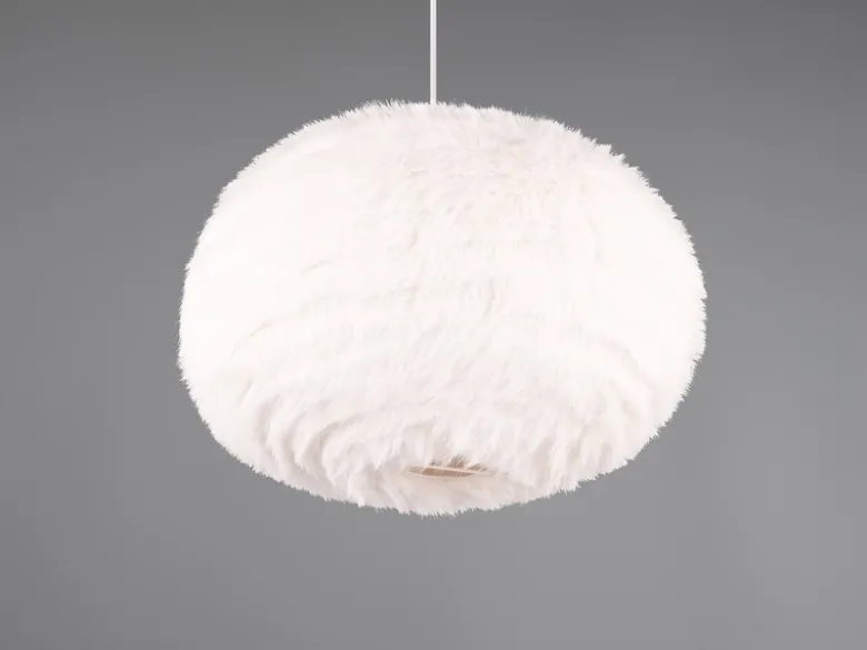 Große Pendelleuchte FURRY mit Kugel Lampenschirm aus Plüsch, Ø 50cm