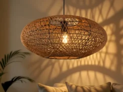 Große Pendelleuchte HEDDA Korbgeflecht aus Sisal 1-flammig, Ø 52cm