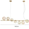 Große Pendelleuchte HONEY 8-flammig Gold-Glaskugeln Bernstein, Breite 145cm