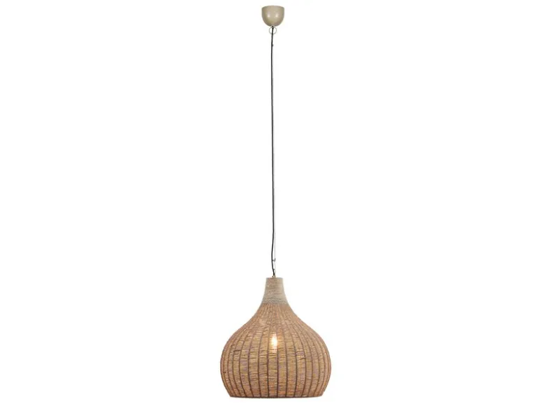 Große Pendelleuchte JANNE 1-flammig mit Lampenschirm aus Jute, Ø 54cm