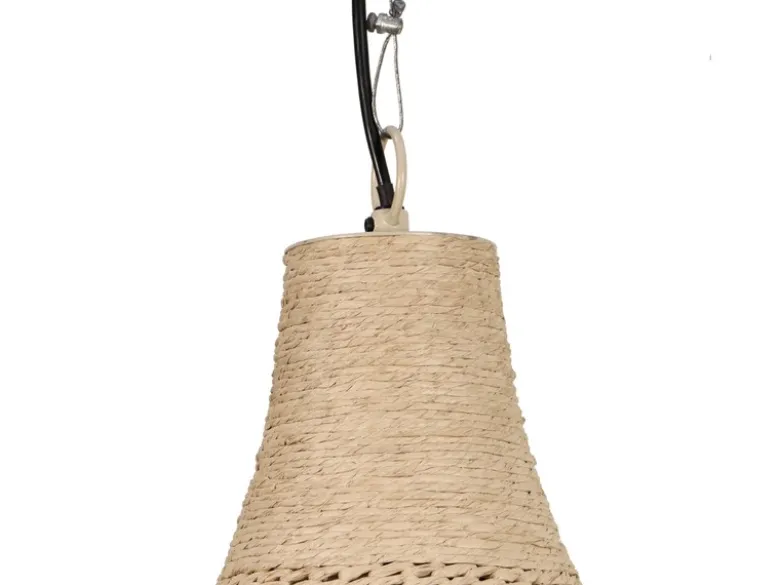 Große Pendelleuchte JANNE 1-flammig mit Lampenschirm aus Jute, Ø 54cm