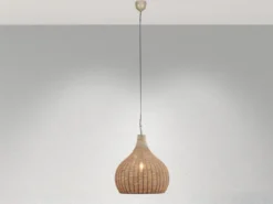 Große Pendelleuchte JANNE 1-flammig mit Lampenschirm aus Jute, Ø 54cm