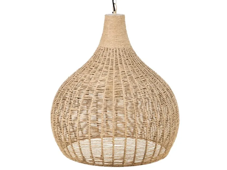 Große Pendelleuchte JANNE 1-flammig mit Lampenschirm aus Jute, Ø 54cm