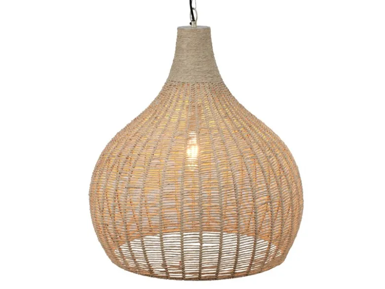 Große Pendelleuchte JANNE 1-flammig mit Lampenschirm aus Jute, Ø 54cm