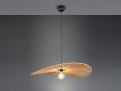 Große Pendelleuchte LAURINE geflochten aus Papiergarn Lampenschirm, Ø 78cm