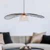 Große Pendelleuchte LAURIS mit Gitter Lampenschirm Schwarz Gold, Ø 100cm