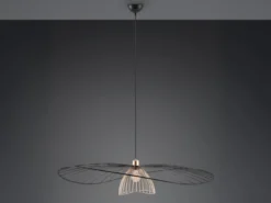 Große Pendelleuchte LAURIS mit Gitter Lampenschirm Schwarz Gold, Ø 100cm