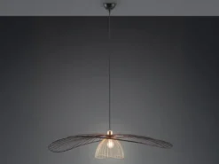 Große Pendelleuchte LAURIS mit Gitter Lampenschirm Schwarz Gold, Ø 100cm