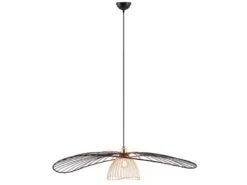 Große Pendelleuchte LAURIS mit Gitter Lampenschirm Schwarz Gold, Ø 100cm