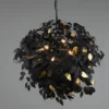 Große Pendelleuchte LEAVY mit Blätter Lampenschirm Schwarz Gold, Ø 70cm