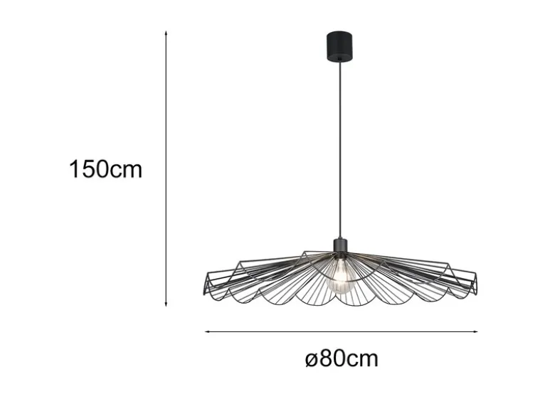 Große Pendelleuchte MARGARITA mit gefächertem Metall Gitterschirm Ø 80cm