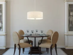 Große Pendelleuchte PARK AVENUE aus Stoff, 4-stufig höhenverstellbar, Ø 46cm