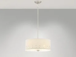 Große Pendelleuchte PARK AVENUE aus Stoff, 4-stufig höhenverstellbar, Ø 46cm