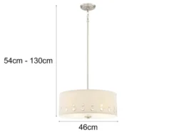 Große Pendelleuchte PARK AVENUE aus Stoff, 4-stufig höhenverstellbar, Ø 46cm
