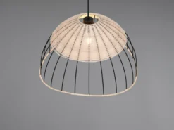 Große Pendelleuchte SANDRINE mit Lampenschirm aus Rattan & Draht, Ø 48cm