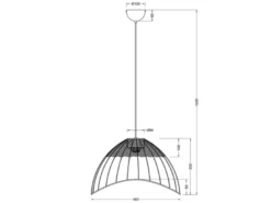 Große Pendelleuchte SANDRINE mit Lampenschirm aus Rattan & Draht, Ø 48cm