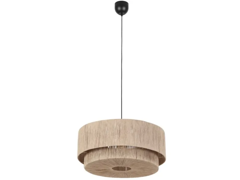 Große Pendelleuchte SMILLA 1-flammig aus Jute Natur im Boho Stil, Ø 60cm