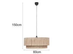 Große Pendelleuchte SMILLA 1-flammig aus Jute Natur im Boho Stil, Ø 60cm