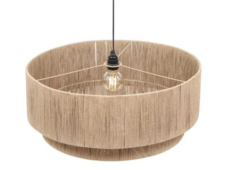 Große Pendelleuchte SMILLA 1-flammig aus Jute Natur im Boho Stil, Ø 60cm