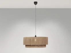 Große Pendelleuchte SMILLA 1-flammig aus Jute Natur im Boho Stil, Ø 60cm