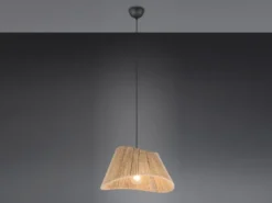 Große Pendelleuchte VALERIE mit Lampenschirm geflochten aus Jute, Ø 52cm