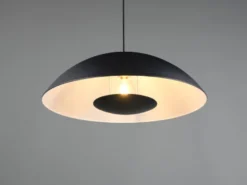 Große Pendelleuchte VARYA Metallschirm Schwarz mit Blendschutz, Ø 50cm