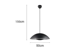 Große Pendelleuchte VARYA Metallschirm Schwarz mit Blendschutz, Ø 50cm
