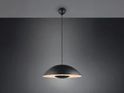 Große Pendelleuchte VARYA Metallschirm Schwarz mit Blendschutz, Ø 50cm