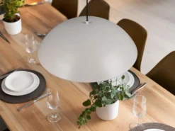 Große Pendelleuchte VARYA Metallschirm Hellgrau mit Blendschutz, Ø 50cm
