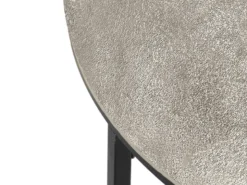 Großer Beistelltisch PATTY rund Metall in Schwarz Silber, Höhe 46cm