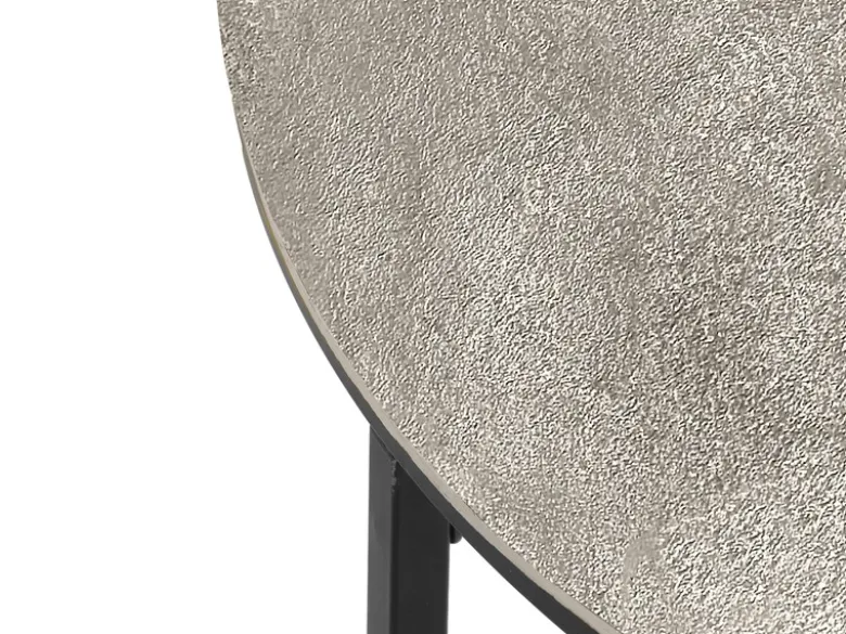 Großer Beistelltisch PATTY rund Metall in Schwarz Silber, Höhe 46cm