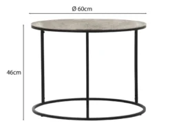 Großer Beistelltisch PATTY rund Metall in Schwarz Silber, Höhe 46cm
