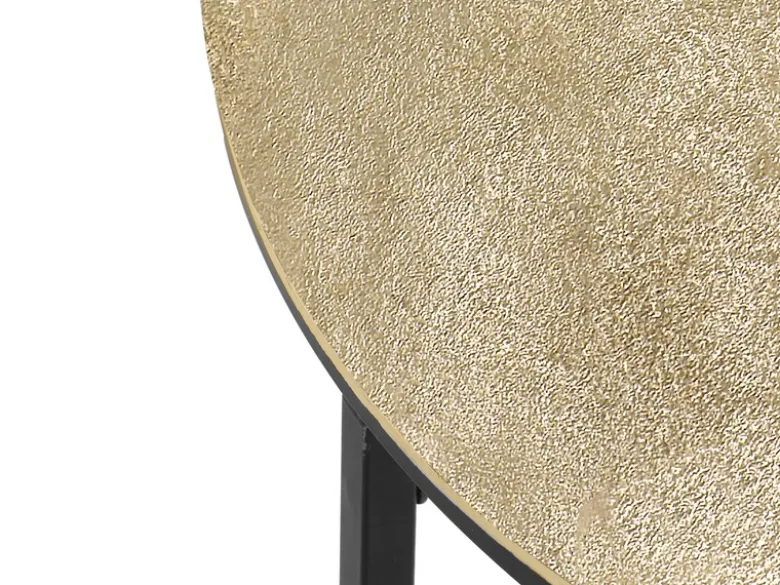 Großer Beistelltisch PATTY rund Metall in Schwarz Gold, Höhe 46cm
