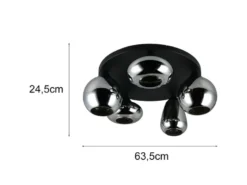 Große Retro Deckenleuchte LUMINA mit 5 Glasschirmen in Chrom Ø 63,5cm