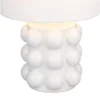Große Retro LED Tischlampe mit Keramikfuß & Stoffschirm Weiß, Höhe 47cm