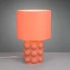 Große Retro Tischlampe KATE mit Keramikfuß & Stoffschirm Orange, Höhe 47cm