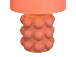 Große Retro Tischlampe KATE mit Keramikfuß & Stoffschirm Orange, Höhe 47cm
