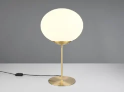 Große Retro Tischleuchte FOMENTO Messing mit Glaskugel, Höhe 52cm